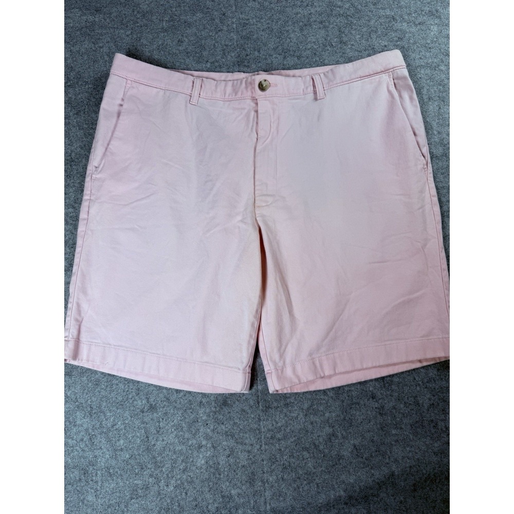 Roundtree & Yorke Mens Chino Shorts 40 Pink Flat Front Preppy Golf Casual
